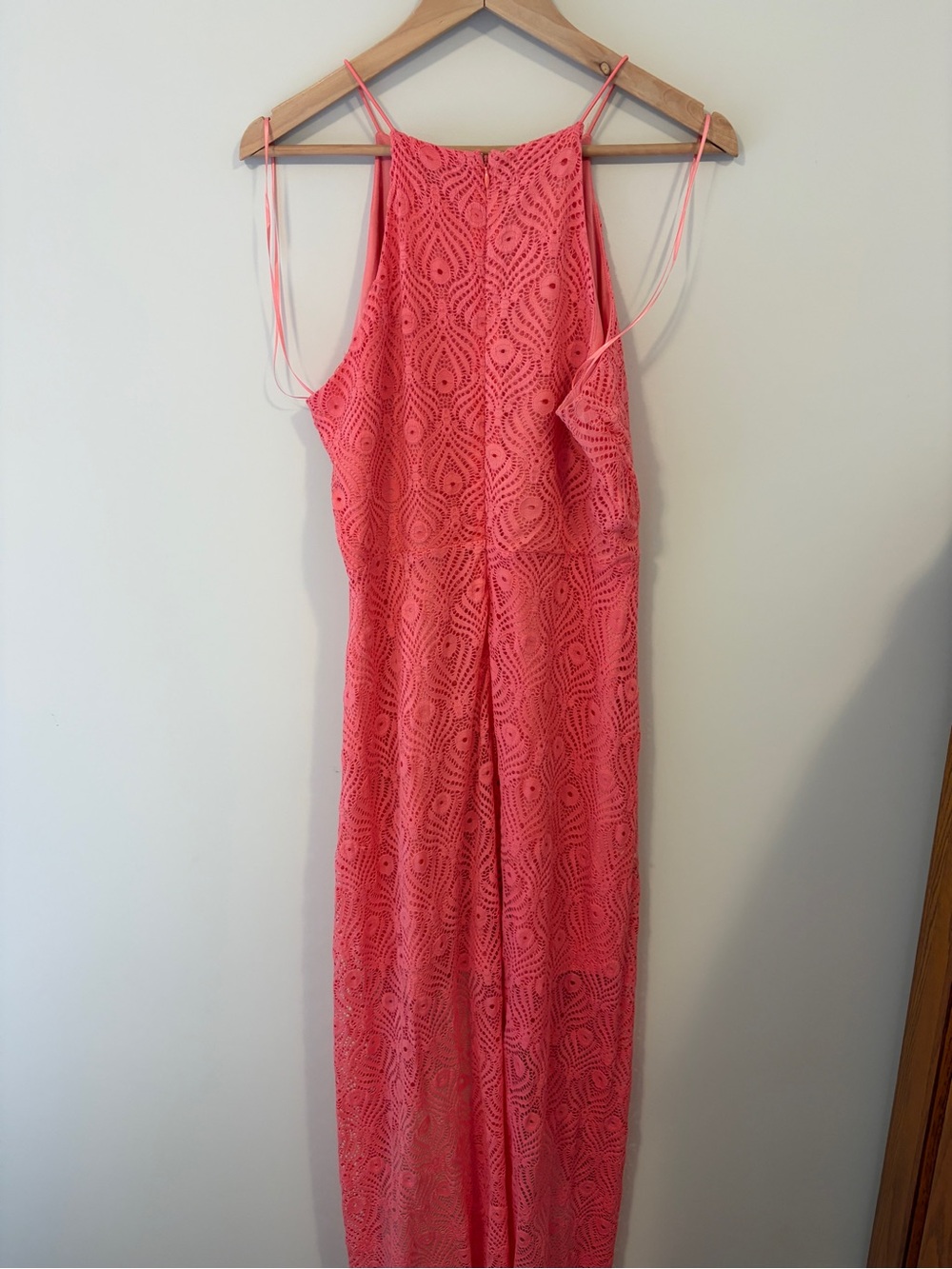 le chateau Coral Pink Lace High-Low Dress